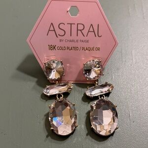 Charlie Paige 18K Gold-Plated Clear Crystal Triple Drop Earrings
